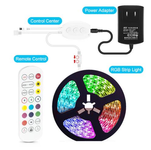 (image for) 16.4FT/5Mtr 150LEDs RGB LED Strip Light Kit SMD5050 30LEDs/Mtr Bluetooth Wireless Smart APP control